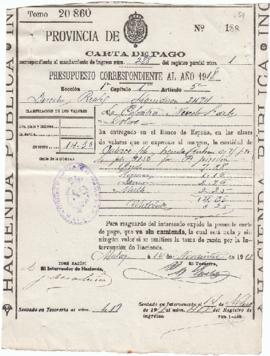 Carta de pago al Banco de España nº 188