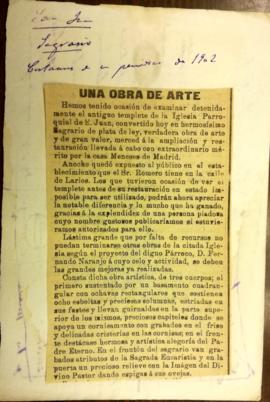 Restauración del Sagrario. Museo de Unicaja de Artes y Costumbres Populares (Legado Díaz de Escov...
