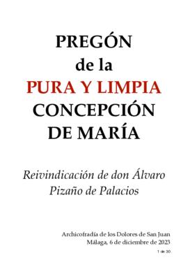 XLII PREGÓN DE LA PURA Y LIMPIA CONCEPCIÓN DE MARÍA