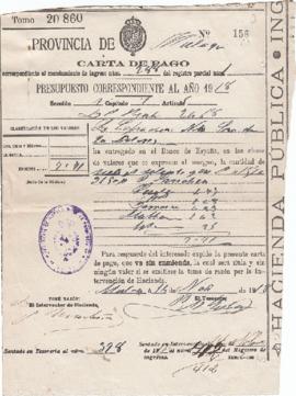 Carta de pago al Banco de España nº 156