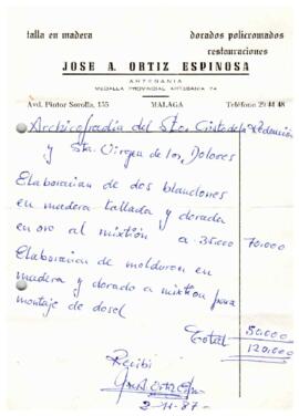Presupuesto e información para la hechura de blandones.