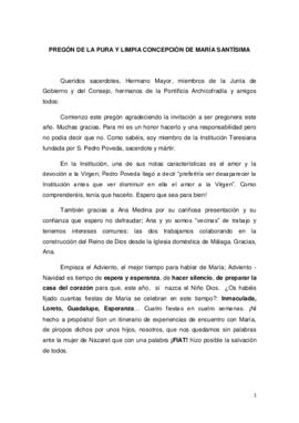 XXXII PREGÓN DE LA PURA Y LIMPIA CONCEPCIÓN DE MARÍA