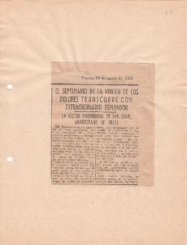 Nota de prensa Septenario 1945