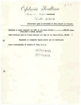 Presupuestos, contratos y facturas de trabajos de orfebrería.