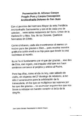 Presentación Pregonero de la Pura y Limpia 2025