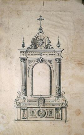 Boceto retablo con anagrama JHS.