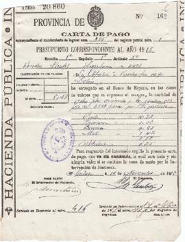 Carta de pago al Banco de España nº 162