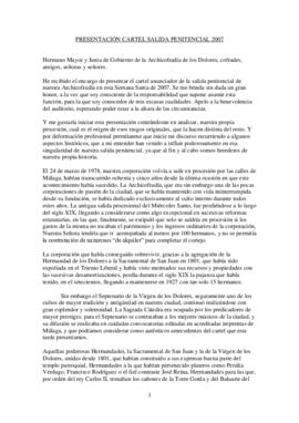Presentación cartel de la Estación de Penitencia 2007.