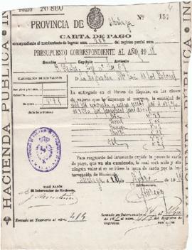 Carta de pago al Banco de España nº 157