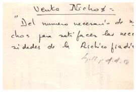 Nota sobre venta de nichos