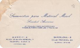 Tarjetón de Suministros para Material Móvil, S.A., Madrid.