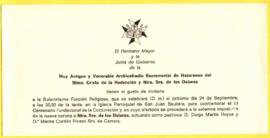 Invitación a Solemnísima Función Religiosa para conmemorar el III Centenario Fundacional de la Co...