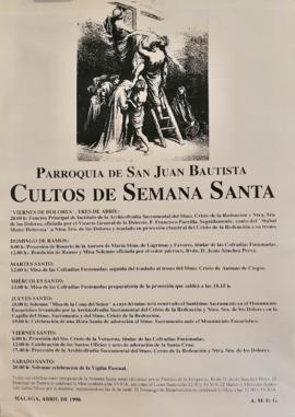 Cartel Cultos Semana Santa Parroquia de San Juan.