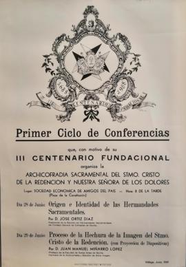 Cartel Ciclo de Conferencias III Centenario Fundacional Dolores.