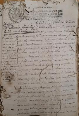 Testamento de Francisco de Vergara. Archivo Histórico Provincial de Málaga. Legajo 3715, folios 6...