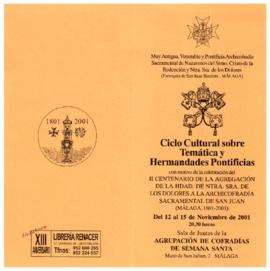 Ciclo Cultural sobre Temática y Hermandades Pontificias