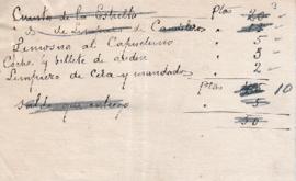 Anotaciones de gastos del Septenario de 1910
