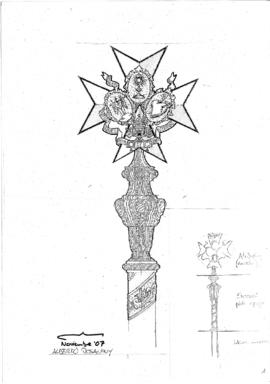 Boceto Bastón con escudo de la Archicofradía