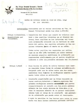 Adquisición del trono de Ntra. Sra. de los Dolores.